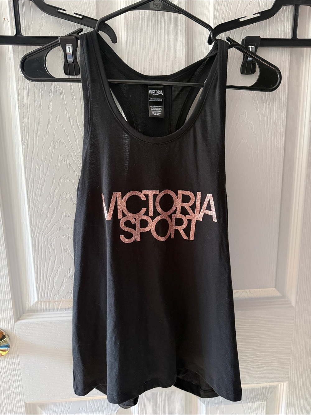 Victoria's Secret Black Tank with Metallic Pink Logo